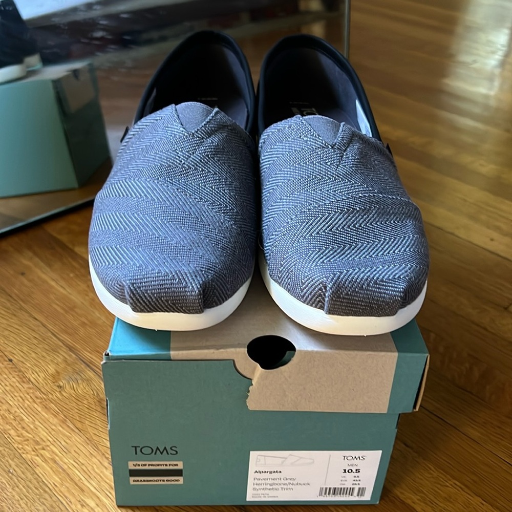 TOMS Men’s Alpargata Pavement Grey Herringbone/Nubuck Size 10.5